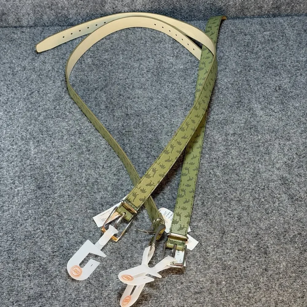 WONDER NATION Boys (Size L) - Green Dinousaur (AOP) Belt w/ Silver Buckle NWT